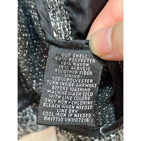 Mossimo Women's Tweed One Button Blazer Long Sleeve Size 10 Black Silver - Picture 4 of 12